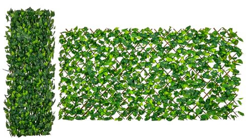 GOPLUS Künstliche Efeu Sichtschutz, 180 x 90cm Pflanzenwand mit PE-Efeublättern, Künstliche Hecken Paneele, Balkonsichtschutz Efeu, Windschutz Sichtschutzhecke Terrasse für Garten & Balkon