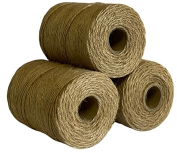 Kelmas - Cuerda de Yute Natural Marrón 1,5mm x 160m (190g) - 3UDS - Hilo de Yute Biodegradable y Resistente - Cordel para Manualidades, Jardinería, Embalaje, Bricolaje, Floristería y Regalos