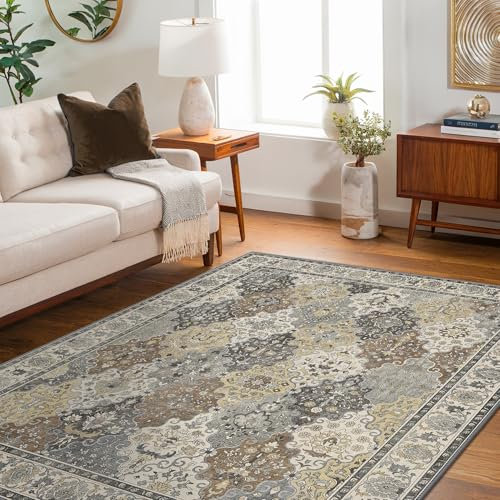 BEIMO Waschbarer Rutschfester Teppich 120x170 cm, Vintage Boho Stil, Leichte und Farbechte Matte, Strapazierfähig für Flur, Eingangsbereich, Wohnzimmer und Stark Beanspruchte Bereiche