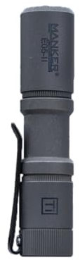 MANKER E05 II (Ti-Stonewashed, Cool White Version, 6500K) Compact EDC Flashlight, High Density 1300 Lumens White LED Emitters, Power by 14500 Battery or AA Battery (No Filter)