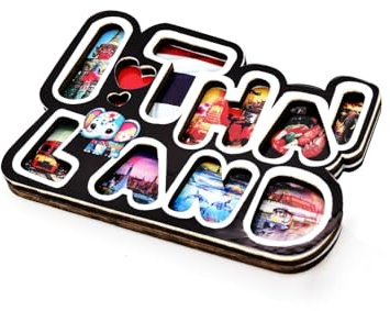 BDM Iman Kühlschrank Thailand, Thailand-Souvenir, Magnete, Elefanten, Holz, handgefertigt, importiert, 3D-Magnet, Thailand, Modell 7