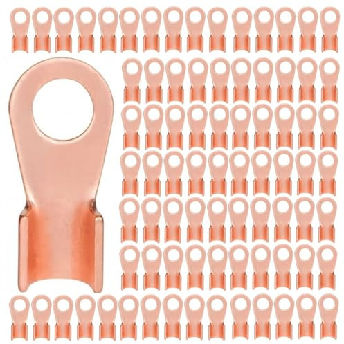 ANSIEDIO 100 Pezzi OT 50A Capicorda Elettrici in Rame, Capicorda Terminali Bullone Foro, Aperta Capicorda ad Anello