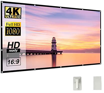 Outdoor Projector Screen, Portable Projector Screen Reflective Fabric Cloth 3D HD Projection Curtain 60 72 84 92 100 120 150 Inches Home Outdoor(150 inch)