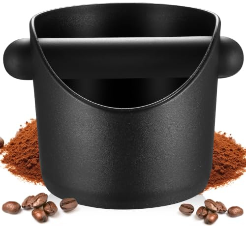 McBlast 1 Stk Espresso Abklopfbehälter Schwarz | Herausnehmbare Schlagstange, für Siebträger, rutschfeste Basis, einfache Reinigung, ideal für Küche, Café und Restaurant