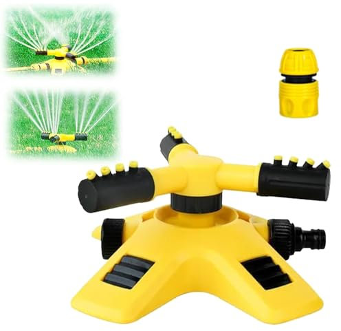 Garden Sprinklers for Lawns, Lawn & Garden Sprinklers, Automatic Lawn Water Sprinkler, 360 Degree 3 Arm Rotating Water Sprinkler Irrigation System for Watering Your Plants Flowers Veggies (1 Pack)