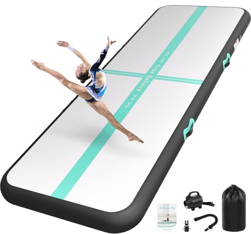 Airtrack Matte,Gymnastikmatte Länge 5m Dicke 10cm,mit Elektrische Luftpumpe 600W,Yoga Matte,Trainingsmatte,Turnmatte für Zuhause, Outdoor, Fitness,Gymnastik,Yoga und Training