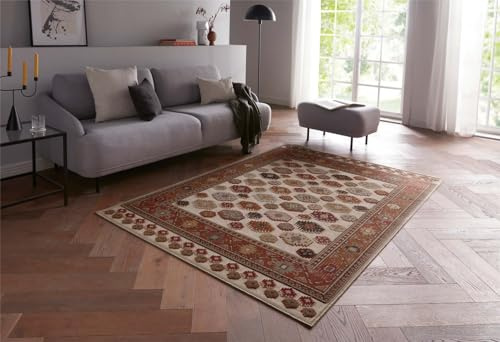 Taracarpet Moderner Luxus Kurzflor Orientteppich Kelim-Style mit 3D Hoch-Tief-Struktur – ideal für Wohnzimmer, Schlafzimmer und Esszimmer Creme kelim 200x300 cm