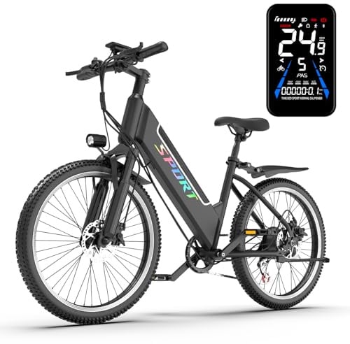 DEEPOWER Elektrisches Fahrrad, 26 Zoll (66 cm) für Erwachsene, 7 Gänge, Elektrofahrrad mit 48 V, 10 Ah, Abnehmbarer Akku, Autonomie von 30 – 45 km E-Bike für Erwachsene