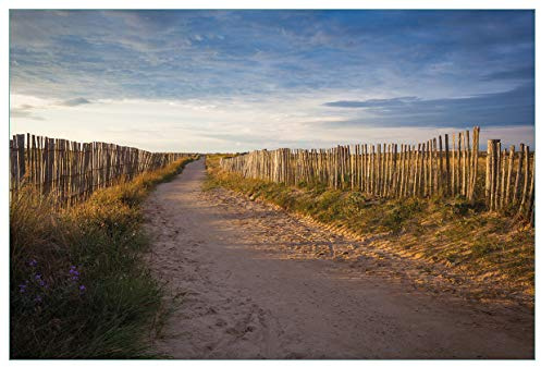 Wallario Küchenrückwand selbstklebend 90 x 60 cm, Motiv: Sandweg an einem Strand in Frankreich, Bretagne | Spritzschutz abwischbar & pflegeleicht