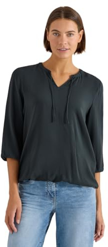 Cecil Damen 3/4-Arm Bluse mit Split Neck und Bändern