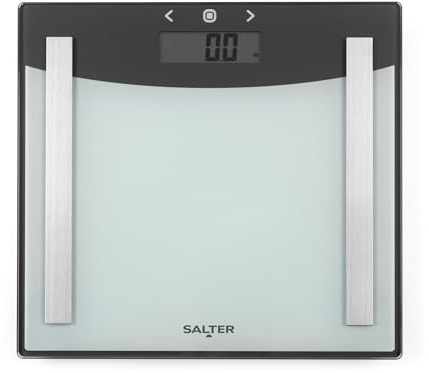 Salter 9137 SVWH3R Premium Glas körperfettanalyse digital personenwaage, max.180kg, 8 Benutzer, Athleten-Modus waage für gewicht, Körperfett/-wasser, BMI, Batterien im Lieferumfang enthalten