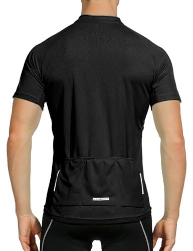 INBIKE Cycling Jerseys for Men Mountain Bike Jersey Mens Cycle Tops Shirt Team Short Sleeve Bicycle Sports Clothing (Black L)