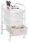 IDIMEX Caisson sur roulettes GINA Chariot avec 3 tiroirs en Plastique Blanc Transparent et 1 étagère, Meuble de Rangement pour Salle de Bain en métal laqué Blanc
