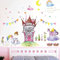 WandSticker4U®- [Aquafarben] Wandtattoo PRINZESSIN SCHLOSS Mädchen XXL (105x90 cm) I Wandsticker Kinderzimmer Mädchen Blumen rosa Einhorn Elfen I Wandaufkleber Kinderzimmer Deko Mädchen GROß