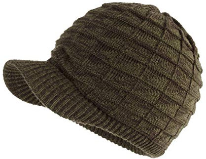 LANGZHEN Unisex Winter Hüte mit Visier Warme Ski Hut Stilvolle Strickmütze für Männer und Frauen (Armee Grün -Melange)