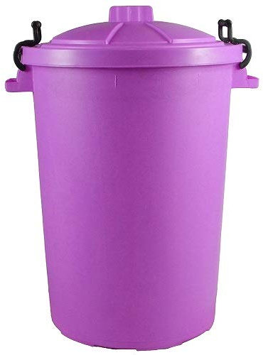 Srendi® Small/Medium/Large Plastic Coloured Bin/Waterfroof/Rodent Proof/Ideal for Outdoor/Animal Feed/Food/Storage/Flour Locking Lid (85L, Purple)