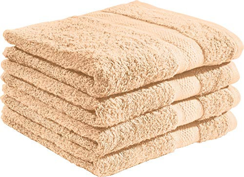 REDBEST Duschtuchset, Frottierset 4er-Pack Chicago apricot Größe 70x140 cm - saugstark, strapazierfähig, ideal für Reisen, Sport (weitere Farben)
