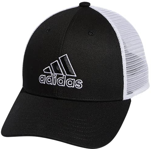 adidas Men's Mesh Back Structured Low Crown Snapback Adjustable Fit Cap, Black/White, One Size