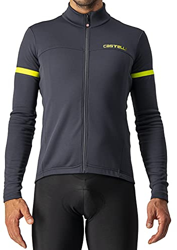Castelli Fondo 2 Jersey Fz T-Shirt für Herren, Herren, T-Shirt, 4521513-030, Dark Gray/Yellow Fluo Reflex, L