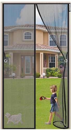 Magnet Fly Screen Door Insect Protection,150 x 200 cm Fermeture Automatique avec Maille Robuste - pour Porte de Balcon,Salon,terrasse - sans perçage,Sûr pour Enfants Noir