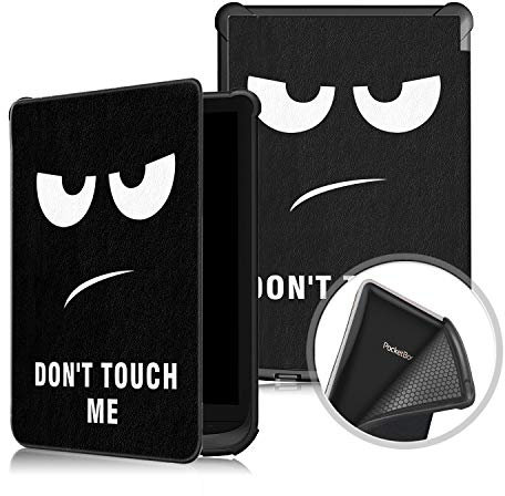 INSOLKIDON Coque pour Pocketbook Touch Lux 4 / Touch Lux 5 / Basic Lux 2 / Touch HD 3 Étui Coque en Cuir avec Support Housse de Protection avec Fonction Sommeil/Réveil Automatique (Œil)