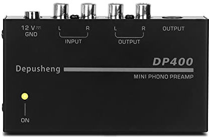 Depusheng DP400 Mini Electronic Audio Stereo Gramophone Preamp, Phono Turntable Preamp, Low Noise Preamp, Independent Knob Control Operation Portable