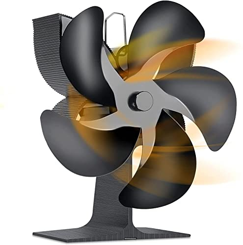 Bluetooth earphone Ventilador De Estufa De Leña, Ventilador De Estufa De Energía Térmica, 5 Aspas, Ecológico Y Eficiente, Ventilador De Estufas De Leña para El Hogar, Chimenea De Leña para Leña