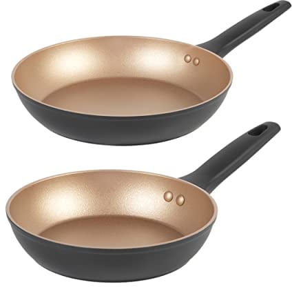 Russell Hobbs COMBO-7950 Opulence Frying Pan Set - Non-Stick 20 cm/28 cm Fry Pans, Induction Pans, Forged Aluminium Cookware, Dishwasher Safe, Metal Utensil Safe, Bakelite Handles, PFOA Free, Gold
