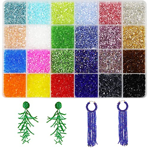 Sechseckige Glasperlen, 10/0, 24 Farben, 21600 Stück, 2 x 2,2 mm, Bastelperlen für Schmuckherstellung (900 Stück/Farbe, 24 Farben)
