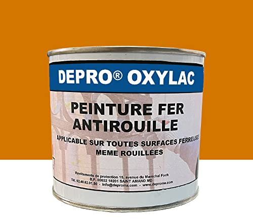DEPROMA OXYLAC Peinture antirouille pour métal neuf et rouillé - 500GR (JAUNE SÉCURITÉ)