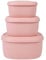BLUE GINKGO Nesting Silicone Containers - Set of 3 Hard-Shell Silicone Food Storage Containers | BPA Free, Airtight, Dishwasher and Freezer Safe (6.7oz, 10oz, 20oz) - Pink