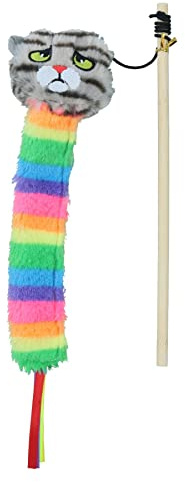 AB Tools Cat Kitten Catnip Filled Moody Moggy Rainbow Teaser Interactive Chaser Play Toy