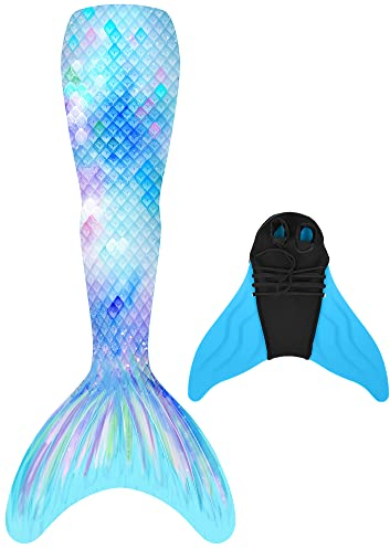 DNFUN Meerjungfrauenflosse Mädchen Neuer Mermaid Tail Badeanzug Meerjungfrauschwanz mit Meerjungfrau Flosse für Erwachsene und Kinder