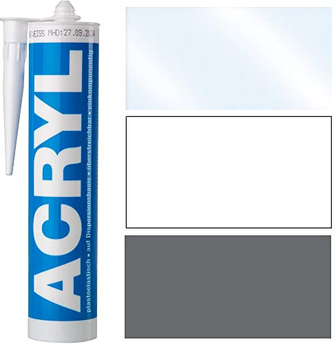 Bau Acryl weiß 300ml Kartusche Dichtstoff Dichtmasse Fugendichtmasse, 3 Stück