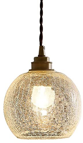 PAZWAHF Minimalistischer Messing-Einzelkopf-Industrie-Retro-Loft-Schlafzimmer-Nachttisch-Kleiner Kronleuchter, Retro-Messing-Stehtisch-Restaurant-Lampe aus gesprungenem Glas (E27)