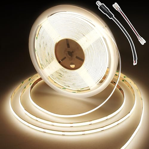 BERIXDEEP 384 LEDs/m COB LED Strip 10m, High Bright LED Strip Light, CRI 92+, 24V Cuttable LED Tape for Kitchen Under Counter Lighting (No Power Supply), 4000K, Natural White