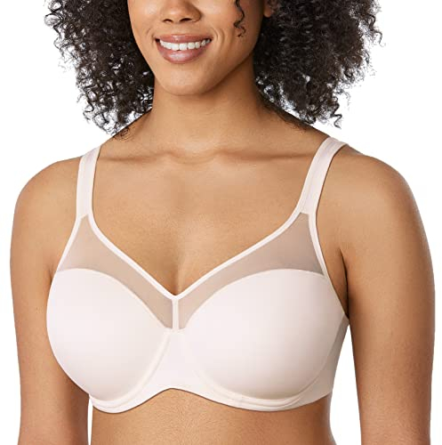 DELIMIRA Damen T Shirt BH mit Bügel Vollschalen Nahtlose BH Große Größen Gepolstert Rose White 80B
