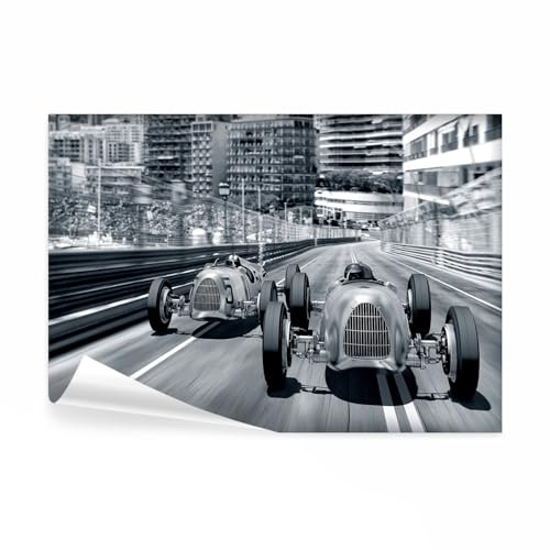 decomonkey Premium Fototapete Auto, 350x256 cm, XXL, Rennen grau, Vlies | Schlafzimmer, Wohnzimmer, Design, Tapete, Fototapeten, Tapeten, Vliestapete, Wandtapete, moderne, Wand
