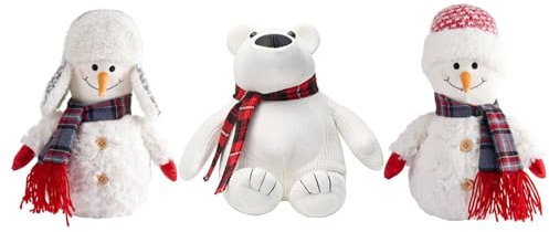 Elements Winter Fabric Weighted Door Stoppers Doorstops Door Weight Snowmen and Polar Bear, Multicolored
