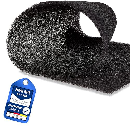 Premium Pflanzenschaum! - 10mm feinporig anthrazit 250x500mm PPI30 Filter-schaum Vegetationsschaum Polyurethan Architektur-Modellbau Baumkronen Landschaftsgestaltung Aquaristik Diorama Basteln Hobby…