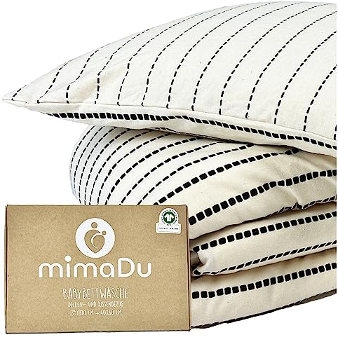 mimaDu - Baby Bettwäsche Set aus Bio-Baumwolle GOTS (Oeko-Tex100) 100 x 135 cm - Kinderbettwäsche aus Kissenbezug und Deckenbezug für Jungen, Mädchen - Bettbezug für Babybett und Kinderbett (Boho)