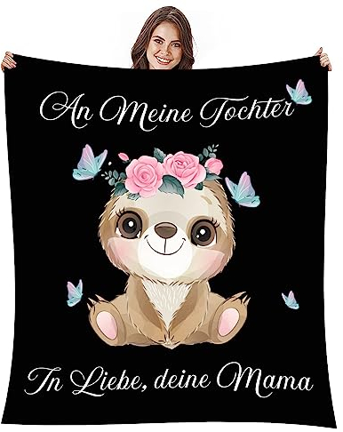 AEPOYU Kuscheldecke Personalisierte Decke Geschenke An Meine Tochter, Kuscheldecke Flauschige Mutter zu Tochter Briefdecke Deutsch, Super Weiche Flanell Decke Tv-Decken, 150 x 200 cm