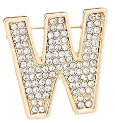 Initial-Brosche, Damen-Buchstaben-Brosche, A-Z, 26 personalisierte Design-Buchstaben, modische Broschen, Kragennadeln (W)