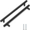 2 Pack Kitchen Cupboard Handles Stainless Steel Kitchen Door Handles Brushed Cabinet Handles Wardrobe Drawer (2 Pack Black, Hole Centre 192mm)