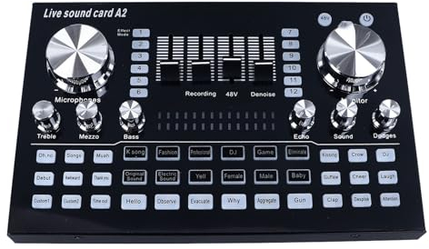Live-Soundkarte, Mini-Audio-Mixer, Sound-Mixer-Board, PC, Mobiltelefon, Universell für Streaming-Aufnahmen, 48 V