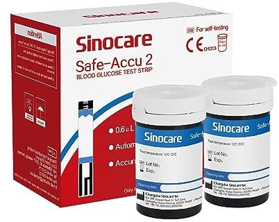 Sinocare Safe-Accu2 Blood Sugar Test Strips ×50, Only Applicable to Safe-Accu2 Blood Sugar Monitor, No Lancing Devices, No Code