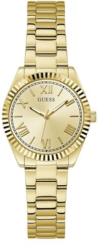 GUESS Mini Luna Damenuhr Edelstahl, Gold, Klassisch