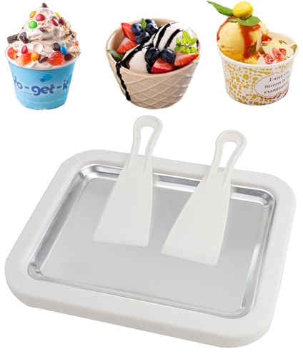 Aohcae Ice Rolls Maschine, Eisplatte zum Eis Machen mit 2 Spateln Edelstahl Eiscreme Roller Maker DIY Ice Cream Rolls Maker für Gefrorener Joghurt Eiscreme Gelato