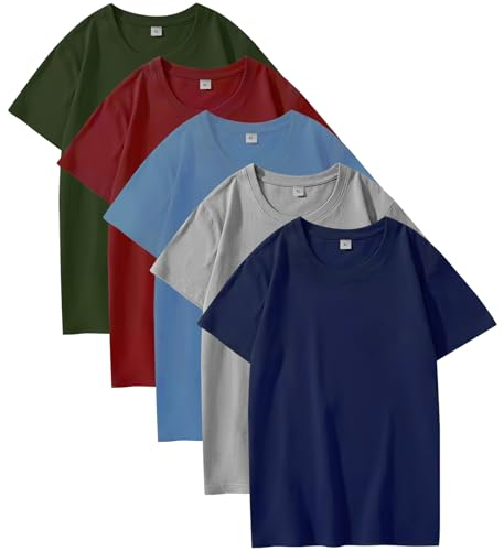 flintronic 5 Pack Camiseta Interior con Cuello Redondo Hombre, Camiseta de Manga Corta Algodón, Prueba de Sudor, XL