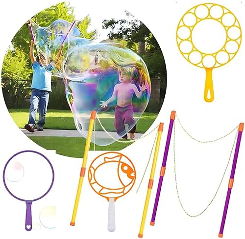 Tundwhite Riesenseifenblasen Set für Kinder 5 Stück Groß Seifenblasen, das Teleskopische Entwurfs Einfache Tragen, für Sommer Partys, Outdoor